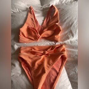 Orange Ribbed Bikini Set